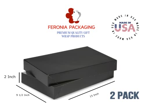 Feronia Packaging Apparel Boxes 2 Pack Men Shirt Box Women Dress Boxes Premium Gift Wrap and Art Supplies for Birthdays, Holidays, or Presents (Black)