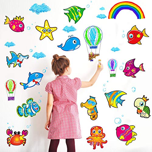 60 Pieces Ocean Cutouts Sea Animals Fish Cutouts for Bulletin Board OceanThemed Party Cutouts Classroom Accents Cutouts Decoration with 120 Pieces Adhesive Dots for Party Supplies