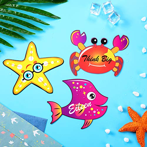 60 Pieces Ocean Cutouts Sea Animals Fish Cutouts for Bulletin Board OceanThemed Party Cutouts Classroom Accents Cutouts Decoration with 120 Pieces Adhesive Dots for Party Supplies