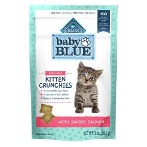 blue buffalo baby blue kitten crunchies grain free, natural kitten treats, savory salmon 2-oz bag