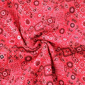 david angie paisley pattern bullet textured liverpool fabric 4 way stretch spandex knit fabric by the yard for head wrap accessories (red)