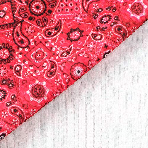 David Angie Paisley Pattern Bullet Textured Liverpool Fabric 4 Way Stretch Spandex Knit Fabric by The Yard for Head Wrap Accessories (Red)