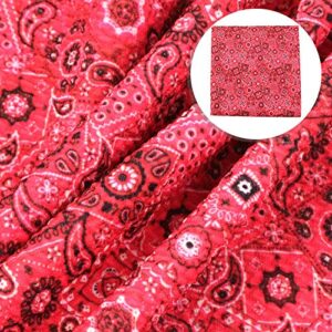 David Angie Paisley Pattern Bullet Textured Liverpool Fabric 4 Way Stretch Spandex Knit Fabric by The Yard for Head Wrap Accessories (Red)