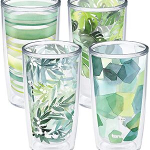 Tervis Made in USA Double Walled Yao Cheng Green Crystal Insulated Tumbler Cup Keeps Drinks Cold & Hot, 16oz 4pk, Green Collection