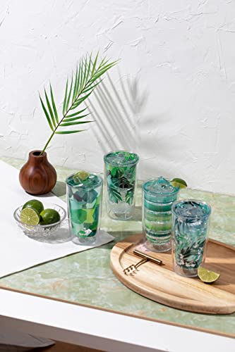 Tervis Made in USA Double Walled Yao Cheng Green Crystal Insulated Tumbler Cup Keeps Drinks Cold & Hot, 16oz 4pk, Green Collection