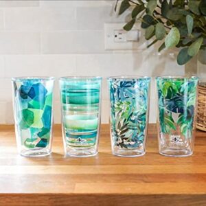 Tervis Made in USA Double Walled Yao Cheng Green Crystal Insulated Tumbler Cup Keeps Drinks Cold & Hot, 16oz 4pk, Green Collection