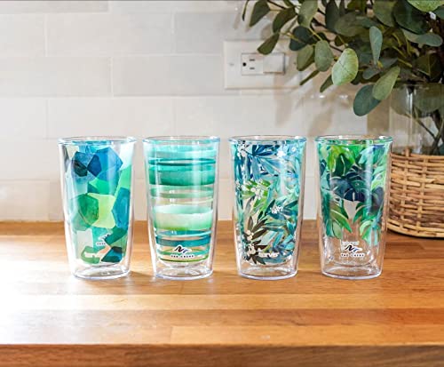 Tervis Made in USA Double Walled Yao Cheng Green Crystal Insulated Tumbler Cup Keeps Drinks Cold & Hot, 16oz 4pk, Green Collection