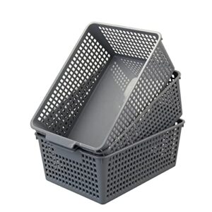 sandmovie large platic storage baskets, organizer bin, 3-pack, g