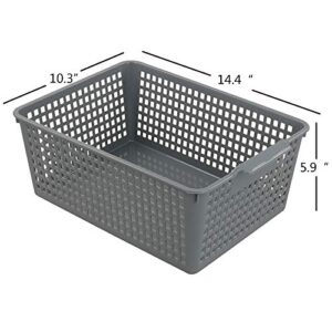Sandmovie Large Platic Storage Baskets, Organizer Bin, 3-Pack, G