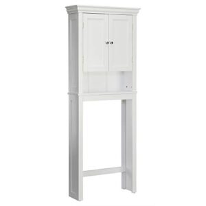 teamson home stratford wooden storage cabinet, 2 doors, white space saver