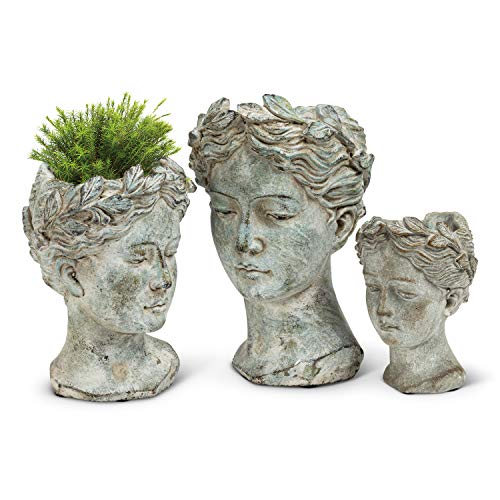 Abbott Collection 27-GODDESS-535-XS Xs Women Head Planter-6.5" H, 6.5 inches H, Grey