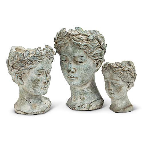 Abbott Collection 27-GODDESS-535-XS Xs Women Head Planter-6.5" H, 6.5 inches H, Grey