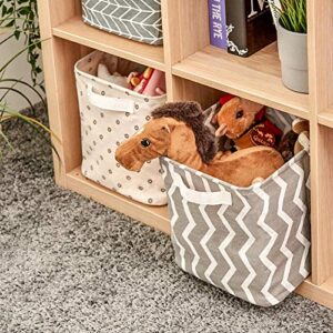 EZOWare 6 Pcs Cube Storage Bin Baskets, Collapsible Linen Canvas Fabric Box Organizer with Handles for Bathroom, Shelves, Nursery, Home and Office - Multi, 10.5 x 10.5 x 10.5 inch