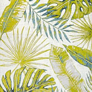 JONATHAN Y LUX100A-4 Monstera Tropical Leaves Indoor -Area Rug, Coastal, Floral, Bohemian Easy-Cleaning,Bedroom,Kitchen,Living Room,Non Shedding, Ivory/Green, 4 X 6