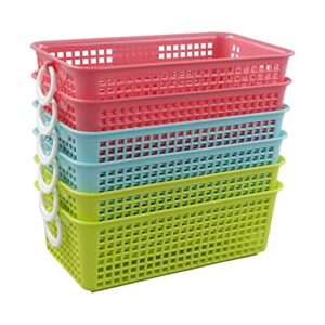 anbers desktop storage baskets, colored plastic basket, 6 packs