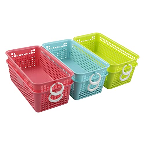 Anbers Desktop Storage Baskets, Colored Plastic Basket, 6 Packs