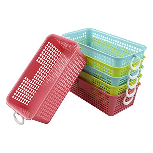 Anbers Desktop Storage Baskets, Colored Plastic Basket, 6 Packs