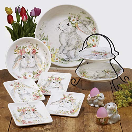 Certified International Sweet Bunny Dinner Plates, Set of 4, 11" Diameter, Multicolored