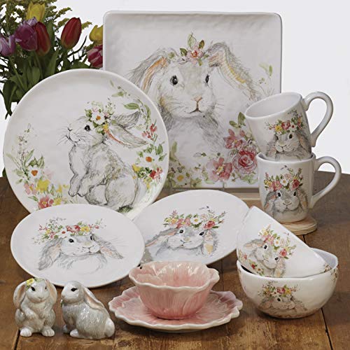 Certified International Sweet Bunny Dinner Plates, Set of 4, 11" Diameter, Multicolored