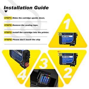 v4ink Remanufactured Ink Cartridge Replacement for Epson 702XL 702 T702XL T702 to use with Workforce Pro WF-3720 WF-3733 WF-3730 Printer, 4 Pack