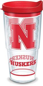 tervis made in usa double walled nebraska state university cornhuskers insulated tumbler cup keeps drinks cold & hot, 24oz, tradition