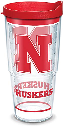 Tervis Made in USA Double Walled Nebraska State University Cornhuskers Insulated Tumbler Cup Keeps Drinks Cold & Hot, 24oz, Tradition