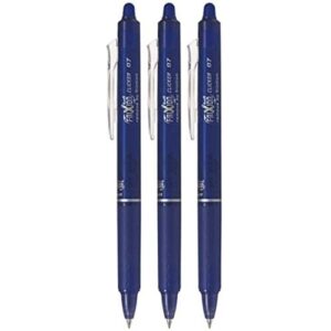 pilot frixion ball clicker retractable erasable gel pen, fine point, 0.7mm, blue ink, 3 count