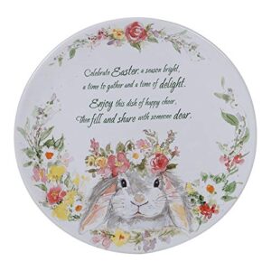 certified international sweet bunny round pass along serving plate, 12" diameter, multicolored