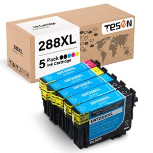 tesen remanufactured ink cartridges replacement for epson 288xl t288xl 288 t288 ink for expression xp-330 xp-340 xp-430 xp-434 xp-440 xp-446, 5 pack