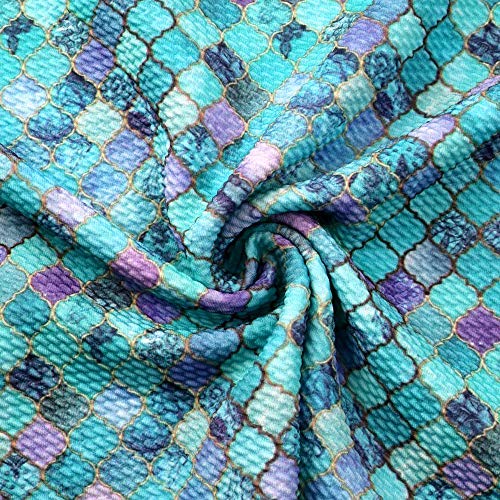 David Angie Geometric Pattern Bullet Textured Liverpool Fabric 4 Way Stretch Spandex Knit Fabric by The Yard for Head Wrap Accessories (Geometric)