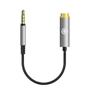 geekria apollo 3.5mm balanced male to 4.4mm balanced female adapter cord / 5 cores conversion audio cable, aluminum alloy casing, pp yarn-braided upgrade cable (black, 0.45ft)