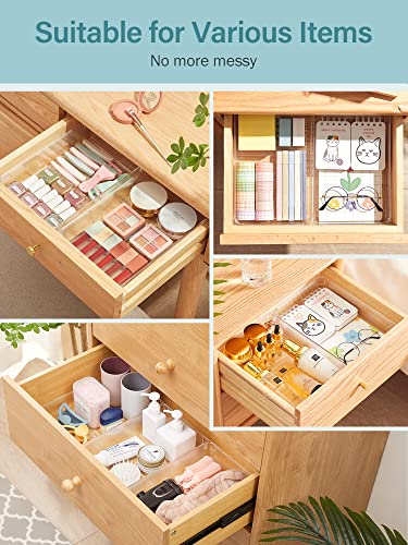 Kootek 4 Pack Large Drawer Organizer, Bathroom Drawer Organizer Trays Plastic Organizers Kitchen Utensils Silverware Gadgets Dividers Desk Storage Bins Container for Makeup Dresser Cosmetic Office