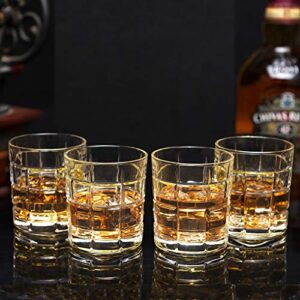 KANARS Old Fashioned Whiskey Glass, Crystal 10 Oz Rock Glasses Set of 4 In Luxury Gift Box for Cognac Cocktail Snifter Irish Whisky, Lowball Bourbon Glasses Tumbler, Gifts for Men Dad