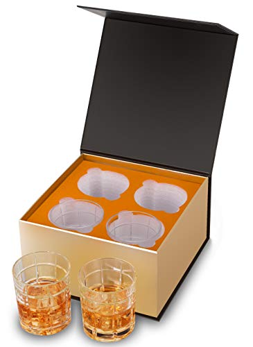 KANARS Old Fashioned Whiskey Glass, Crystal 10 Oz Rock Glasses Set of 4 In Luxury Gift Box for Cognac Cocktail Snifter Irish Whisky, Lowball Bourbon Glasses Tumbler, Gifts for Men Dad