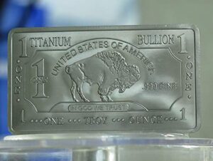 1 oz one troy ounce usa american buffalo .999 fine titanium bullion bar ti element