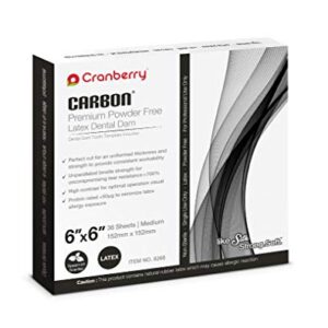 Cranberry USA CR8266 Carbon Dental Dam Latex Powder-Free, Spearmint Scented, 6x6, Black (Pack of 36)