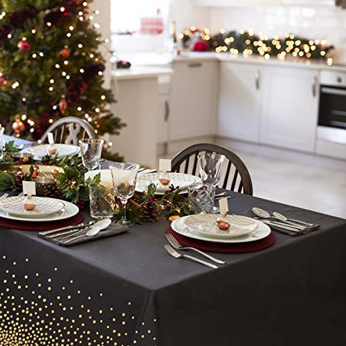 OUGOLD 4 Pack Premium Black Disposable Plastic Table Cover 54 x 108 Inch Waterproof Disposable Tablecloths for Rectangle Tables up to 8 ft in Length Indoor or Outdoor Use Party Table Cloths