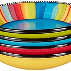 Certified International Sierra 9" Soup/Pasta Bowl, Set of 4 Assorted Designs, Multicolored