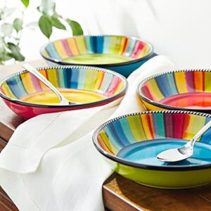 Certified International Sierra 9" Soup/Pasta Bowl, Set of 4 Assorted Designs, Multicolored