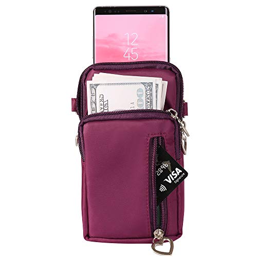 Women Roomy Pouch Small Crossbody Phone Bag Wrist Purse for Samsung Galaxy S22 Ultra S21 Ultra S22+ S20+ 5G S20 Ultra A02 A03s A03 A13 A53s A53 Moto G Stylus G Power BLU F91 G91 Max (Purple)