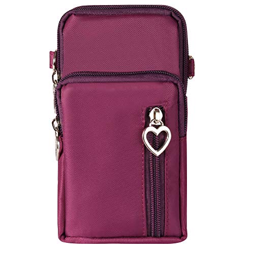 Women Roomy Pouch Small Crossbody Phone Bag Wrist Purse for Samsung Galaxy S22 Ultra S21 Ultra S22+ S20+ 5G S20 Ultra A02 A03s A03 A13 A53s A53 Moto G Stylus G Power BLU F91 G91 Max (Purple)