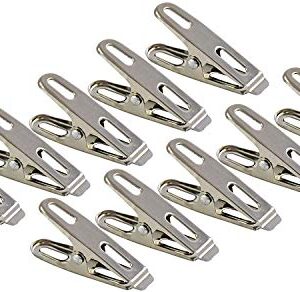 Home-X 10 Pack Stainless Steel Clothespin & Utility Clip Multi-Purpose Stainless Steel Clips, Cord Clothes Pins Utility Clips Clamps Darkroom Photoclips-1.5 Inch