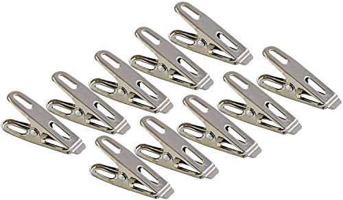 Home-X 10 Pack Stainless Steel Clothespin & Utility Clip Multi-Purpose Stainless Steel Clips, Cord Clothes Pins Utility Clips Clamps Darkroom Photoclips-1.5 Inch