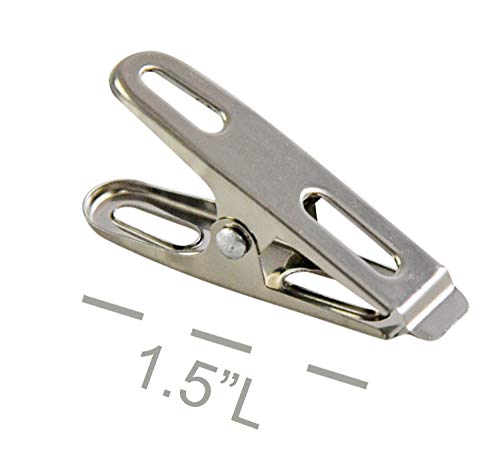 Home-X 10 Pack Stainless Steel Clothespin & Utility Clip Multi-Purpose Stainless Steel Clips, Cord Clothes Pins Utility Clips Clamps Darkroom Photoclips-1.5 Inch