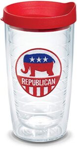 tervis republican elephant made in usa double walled insulated tumbler travel cup keeps drinks cold & hot, 16oz, classic
