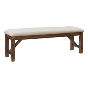 powell furniture linon turino wood dining bench in rustic umber brown