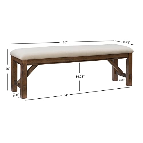 Powell Furniture Linon Turino Wood Dining Bench in Rustic Umber Brown