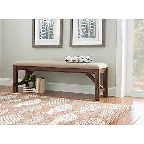 Powell Furniture Linon Turino Wood Dining Bench in Rustic Umber Brown