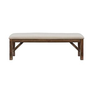 Powell Furniture Linon Turino Wood Dining Bench in Rustic Umber Brown