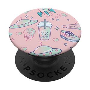 pastel goth alien babe galaxy pink outer space popsockets popgrip: swappable grip for phones & tablets
